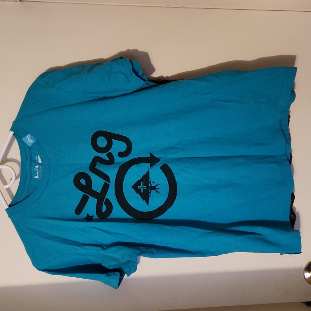 LRG Lifted Research Group Blue Crewneck T-Shirt with Black Logo Vintage Y2K